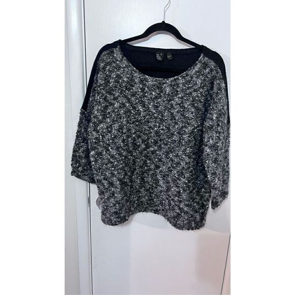 Eileen Fisher Project Boucle Knit Black Gray Sweater SIZE L Mohair Wool - Picture 2 of 9